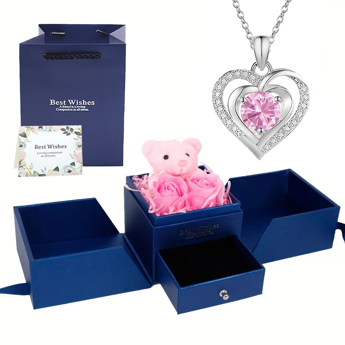 Luxurious Heart-Shaped Pendant Necklace with Gift Box